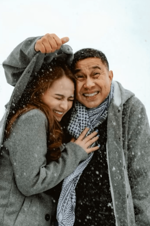 LOOK: Jose Manalo, Mergene Maranan spread love in snowy prenup shoot 