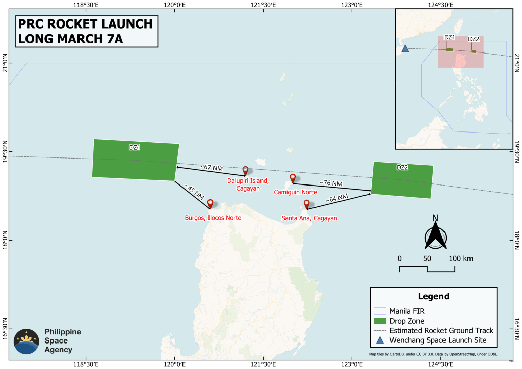 PhilSA confirms Long March 7A rocket launch, warns of debris in Philippine&nbsp;EEZ