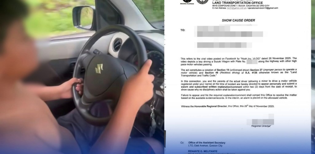 LTO orders parents, vehicle owner to explain after video of minor driving goes&nbsp;viral