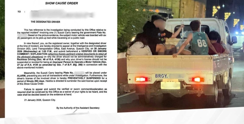 Barangay service vehicle carrying six passengers ordered to explain by&nbsp;LTO