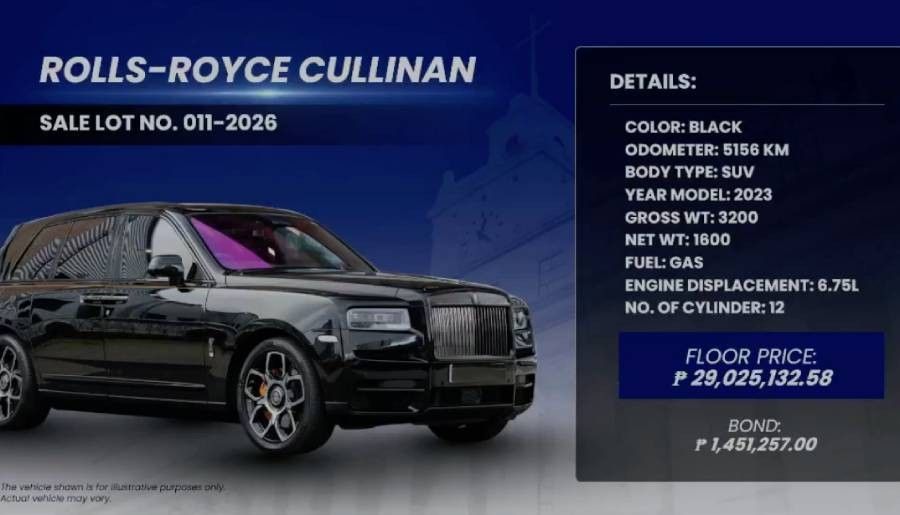 Only 1 of 10 seized Discaya luxury vehicles sold at BOC&nbsp;auction