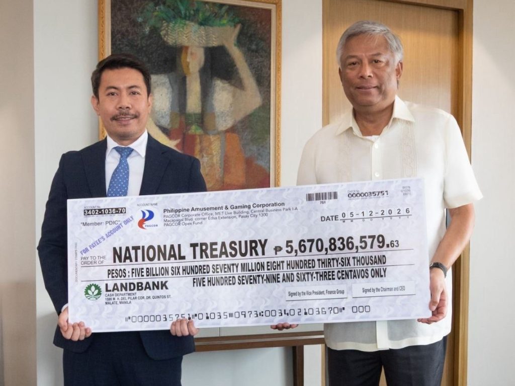 PAGCOR remits P5.67 billion dividends to National&nbsp;Treasury